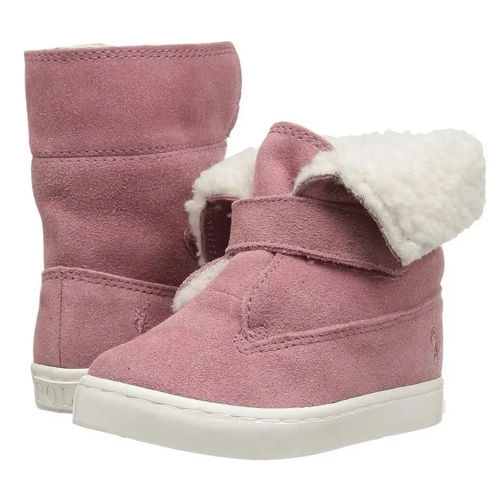 NEW Polo Ralph Lauren Pink Faux Fur Siena Bootie Little Kids 9.5M